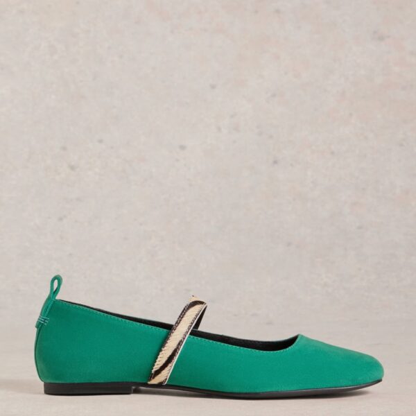 White Stuff Women's Leather Square Toe Ballerina Slippers - 6 - Green, Green
