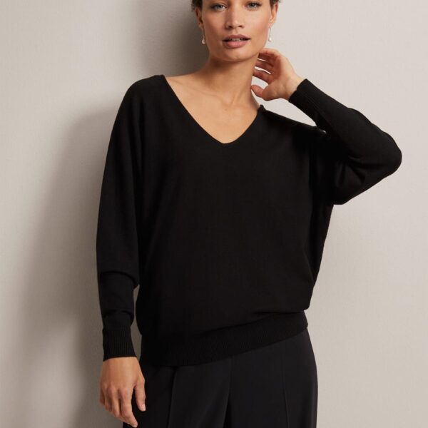 Phase Eight Women's V-Neck Relaxed Jumper - XS - Black, Black