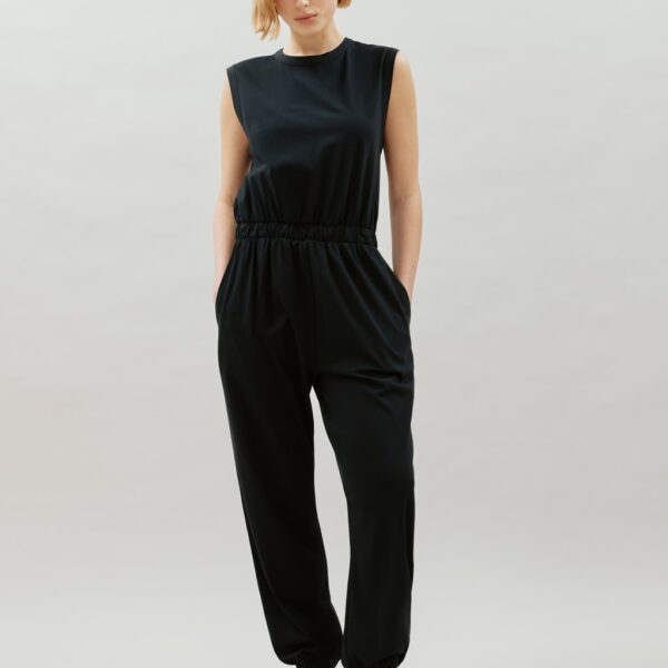 Albaray Women's Pure Cotton Sleeveless Waisted Jumpsuit - 8 - Black, Black