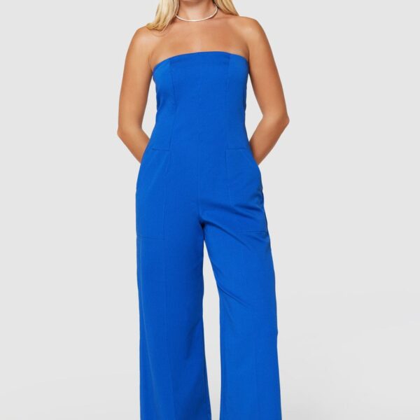Closet London Blue Strapless Jumpsuit