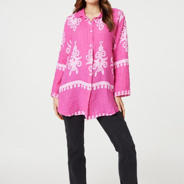 Printed Oversized Button Down Shirt