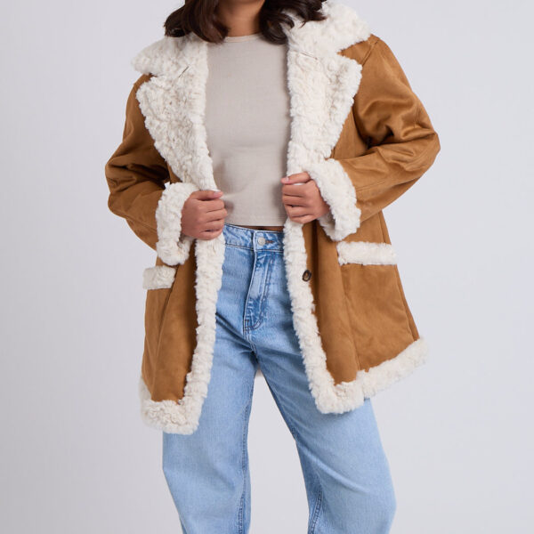 Urban Bliss Suede Bonded Mid Length Jacket Brown / 16