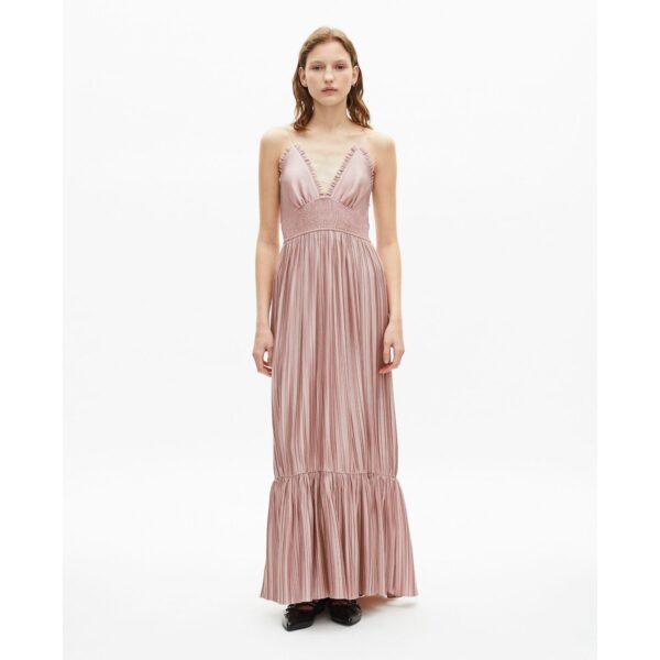 Flared V-Neck Maxi Dress with Shoestring Straps