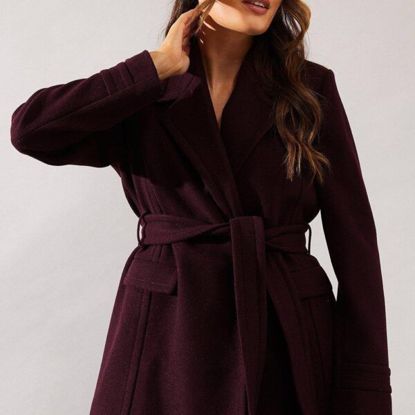 Womens Short Belted Wrap Coat