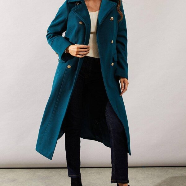 Womens Twill Military Pocket Detail Coat