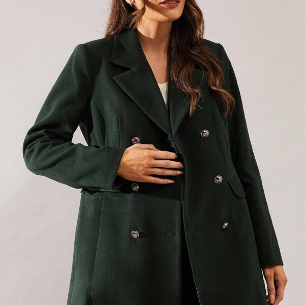 Womens Military Button Faux Wool Coat