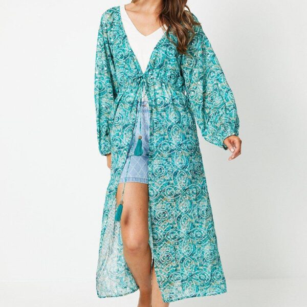 Womens Geo Print Mirror Detail Kimono