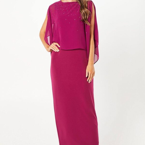 Womens Occasion Hotfix Overlay Formal Maxi Dress