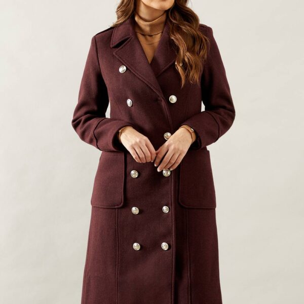 Womens Double Breasted Military Coat