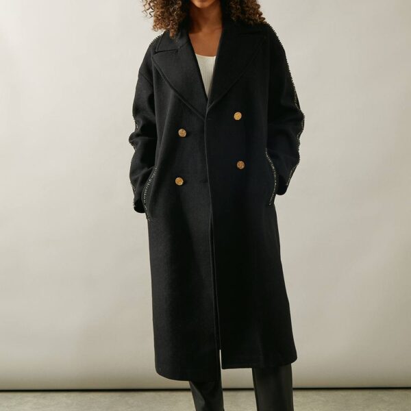 Womens Relaxed Studded Coat