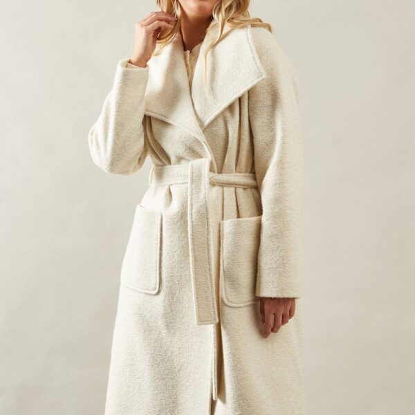 Womens Shawl Collar Belted Coat
