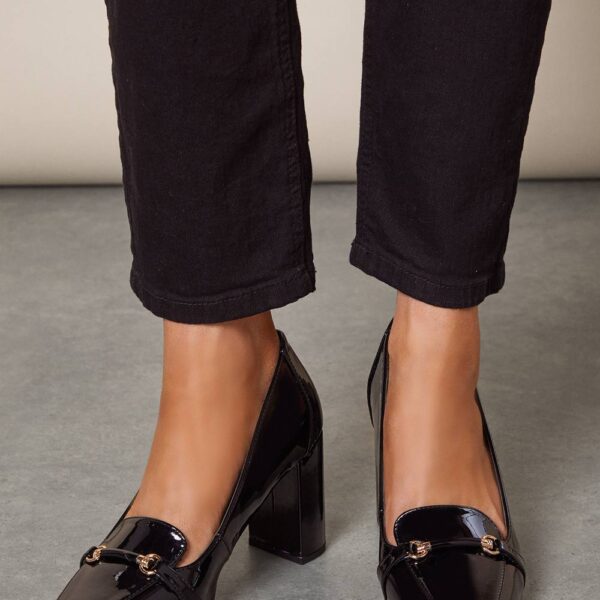 Womens Wide Fit Lucky High Block Heeled Loafers