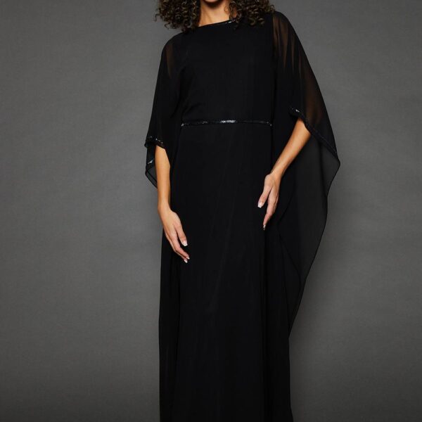 Womens Occasion Embellsihed Kimono Sleeve Maxi Dress