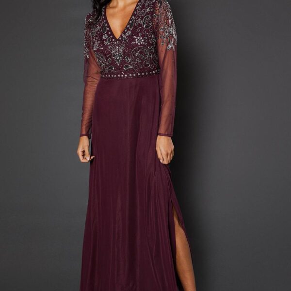 Womens Occasion Embellished Sequin Mesh Maxi Dress