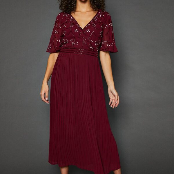Womens Occasion Embellished Sequin Midi Dress