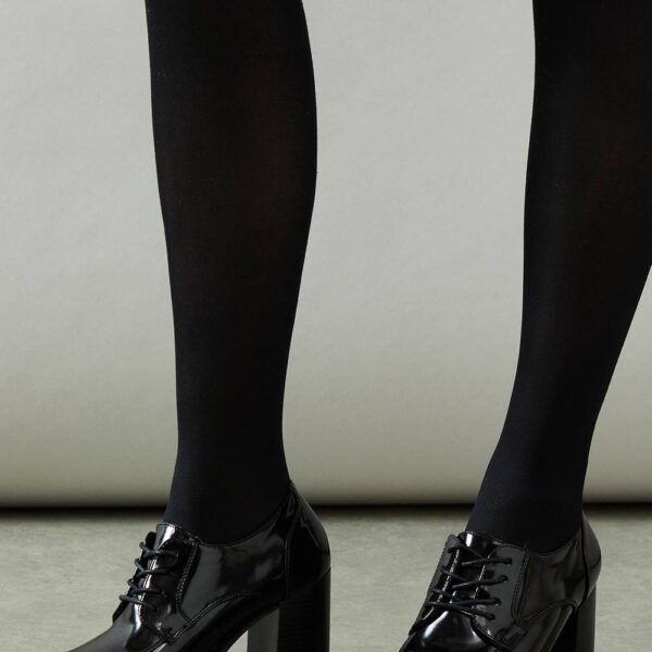 Womens Dante Lace Up High Block Heel Loafers