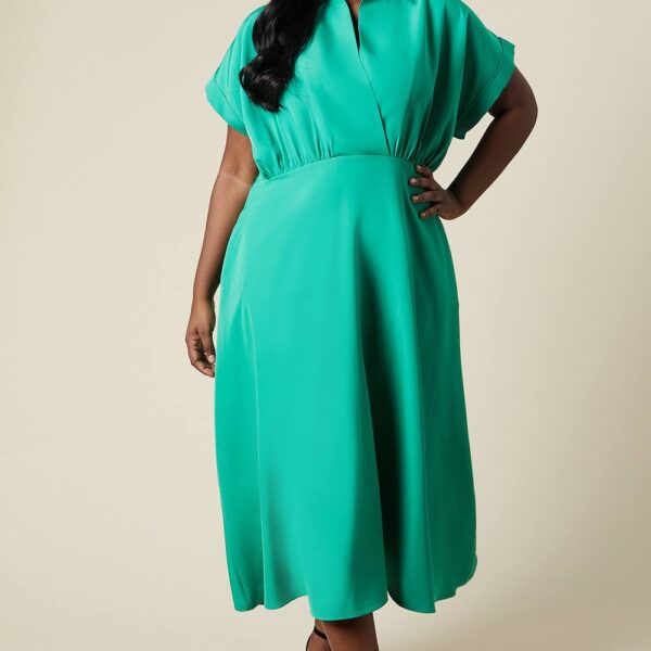Womens Curve Front Tie Shirt Midi Dress