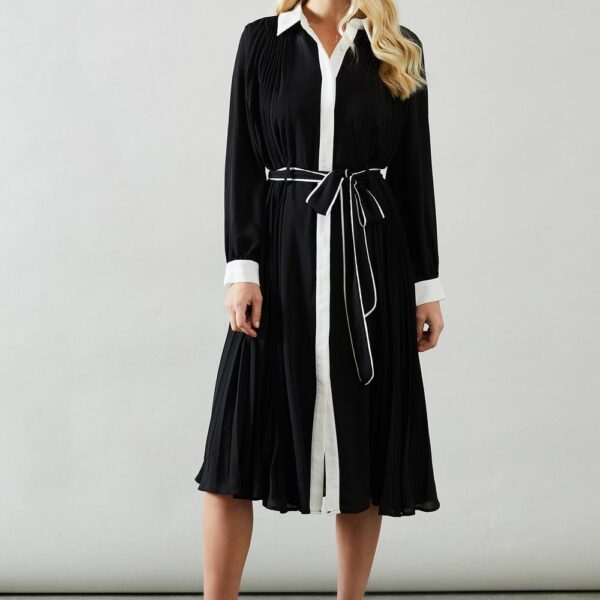Womens Petite Premium Pleat Insert Shirt Dress