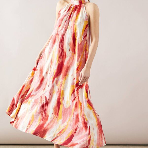 Womens Abstract Print Maxi Swing Dress