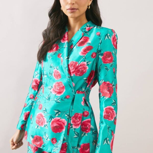 Womens Floral Wrap Occasion Blazer