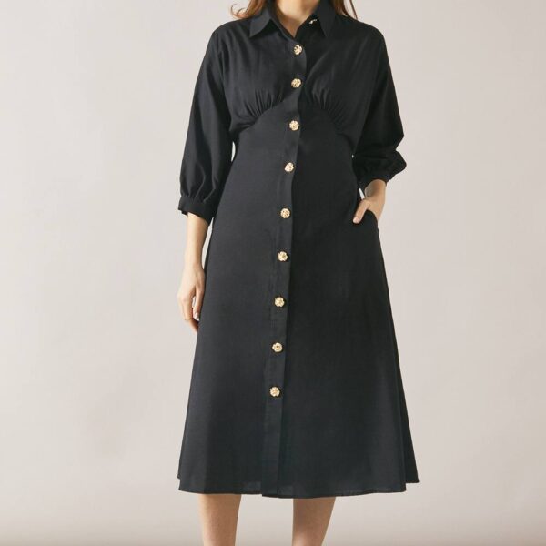 Womens Viscose Cotton Button Through Shirt Dress