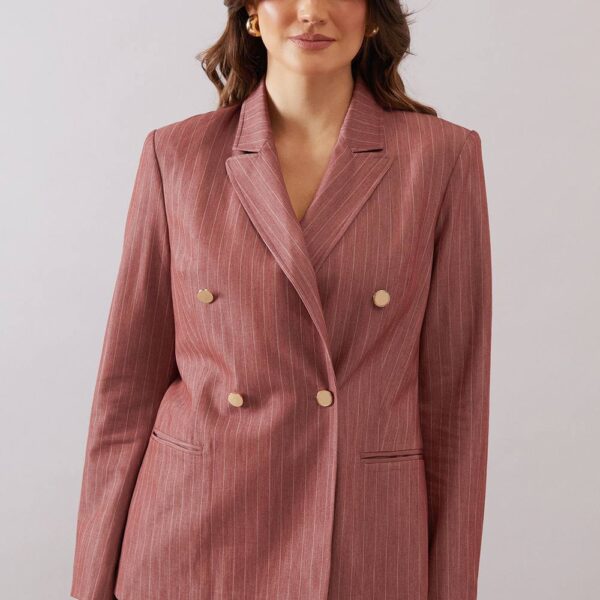 Womens Double Breasted Pinstripe Blazer