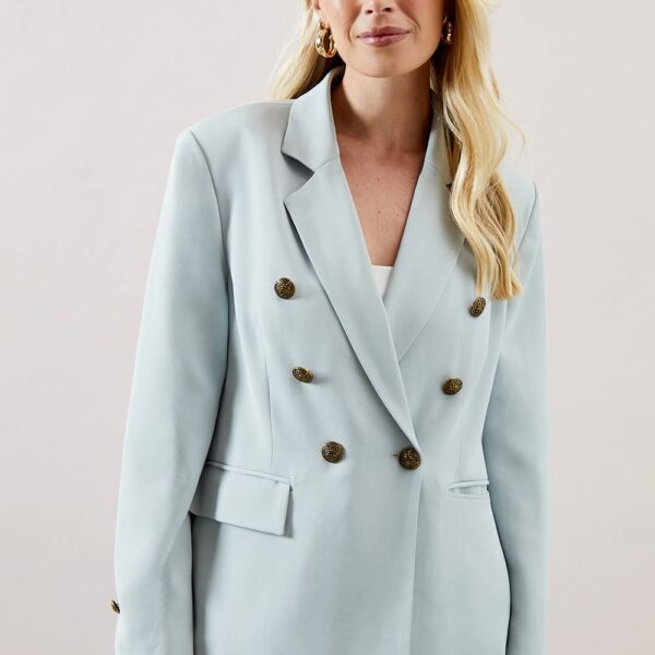 Womens Petite Double Breasted Button Detail Blazer
