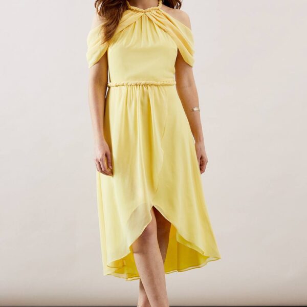 Womens Chiffon Halter Trim Detail Dress