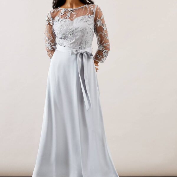Womens Occasion Satin And Mesh Overlay Maxi Dress