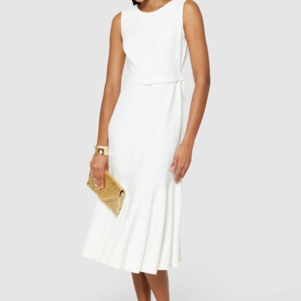 Closet London White Sleeveless Flounce Hem Midi Dress