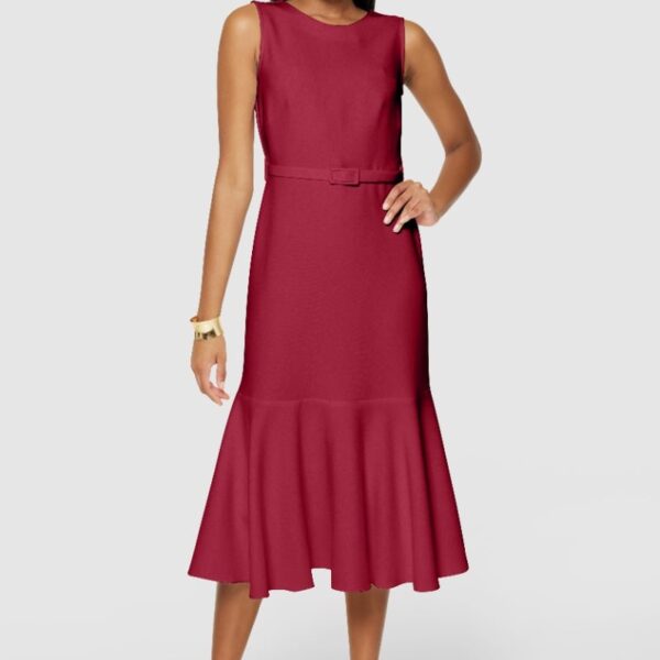 Closet London Red A-Line Pep Hem Dress