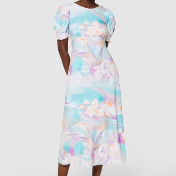 Closet London Turquoise A-Line V-Back Midi Dress