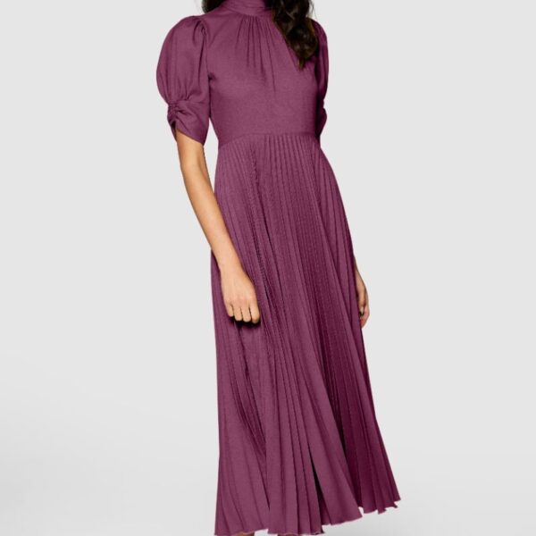 Closet London  Burgundy Pleated Dress