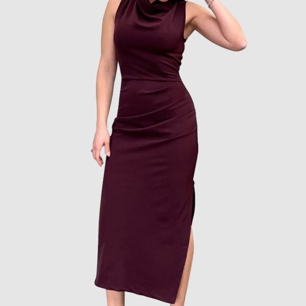 Closet London Burgundy Midi  Pencil Dress