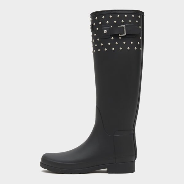 Hunter Women's Refined Tall Studded Cuff Wellington Boots, Black