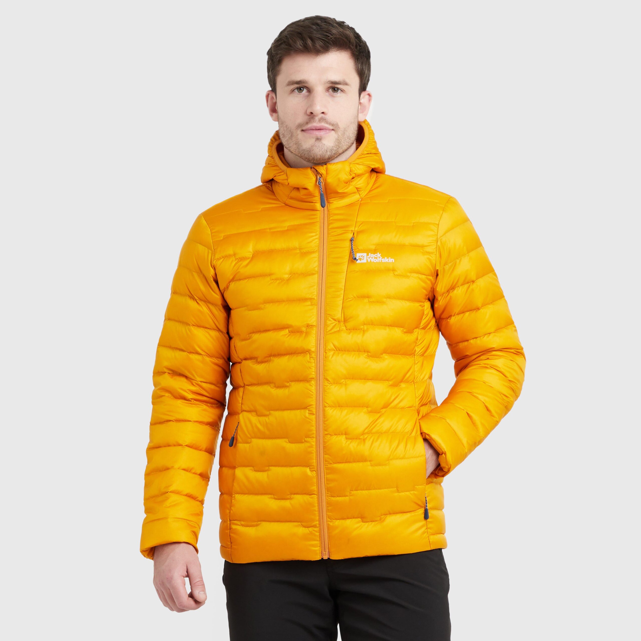 Jack Wolfskin Men's Passamani Down Hooded Jacket, Yellow