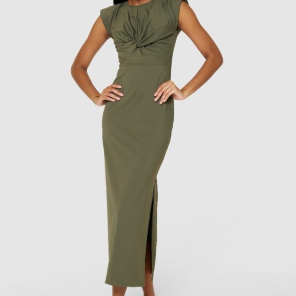 Closet London Dark Olive Twisted Pencil Dress