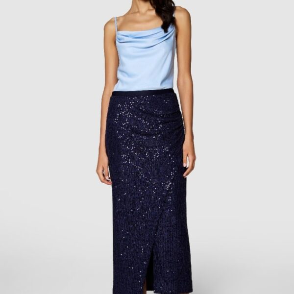Closet London Navy  Sequin Sarong Skirt