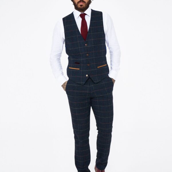 Marc Darcy Eton navy tweed waistcoat