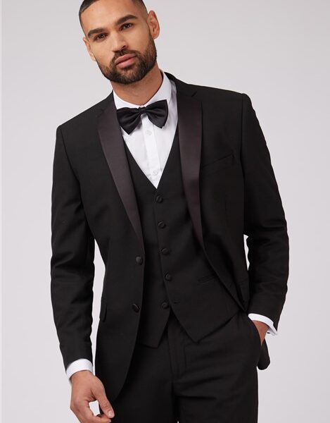Limehaus Black Notch Lapel Tailored Fit Tuxedo Jacket