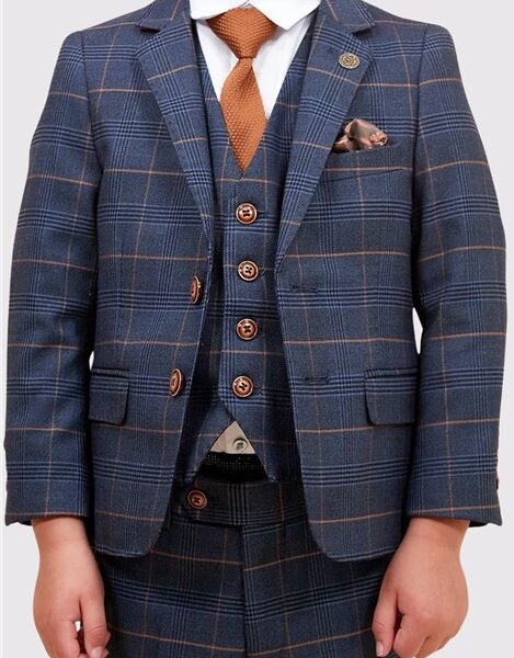 Marc Darcy Jenson Children's Navy Blue Three Piece Men's Regular Fit Suit Jacket  for boys