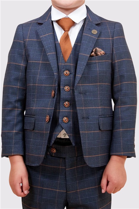 Marc Darcy Jenson Children's Navy Blue Three Piece Men's Regular Fit Suit Jacket for boys