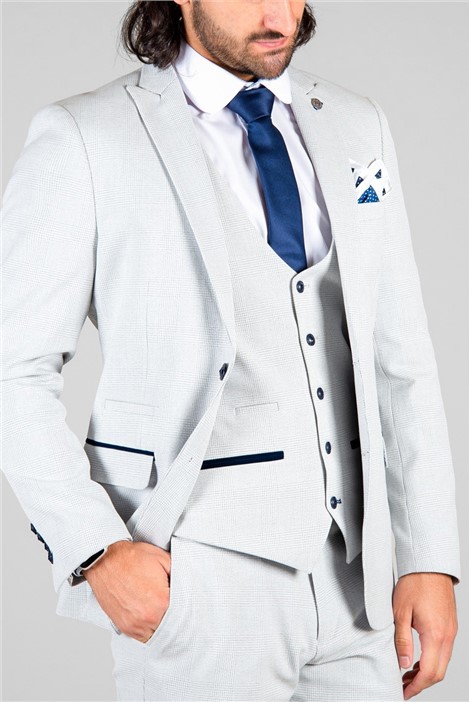 Marc Darcy Slim Fit Bromley Stone Check Men's Suit Jacket