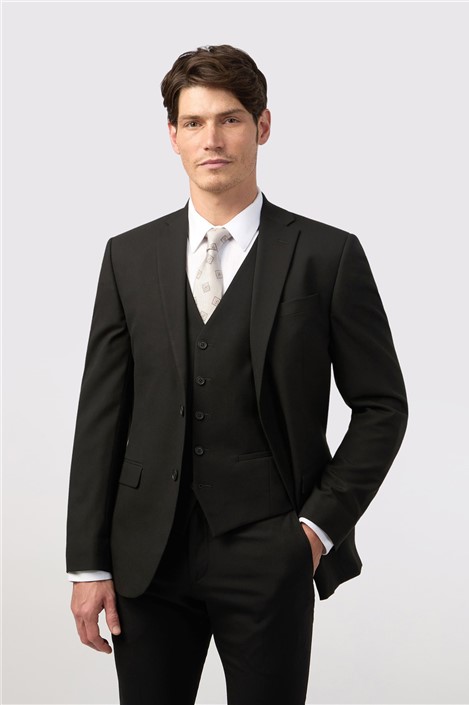 Limehaus Tailored Fit Black Stretch Men's Suit Jacket