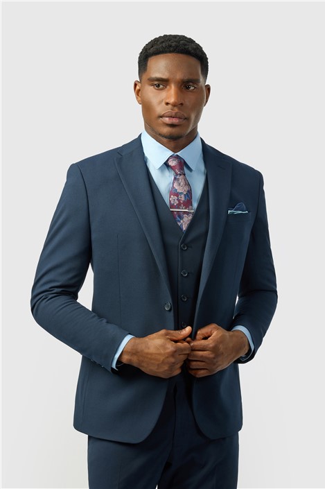 Limehaus Slim Fit Navy Blue Stretch Men's Suit Jacket