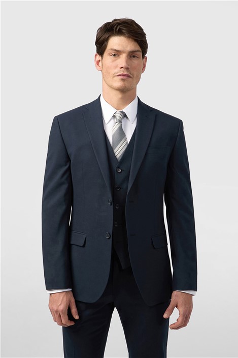 Limehaus Tailored Fit Navy Blue Stretch Men's Suit Jacket