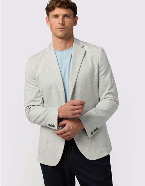 Melka Light Grey Jersey Mens Slim Fit Blazer - Formal & Casual