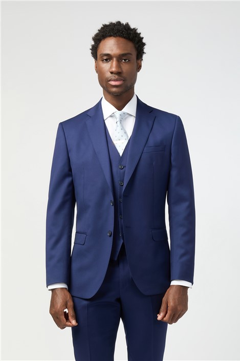 Alexandre Tailored Fit Italian Super 110's Blue Twill Men's Suit Jacket