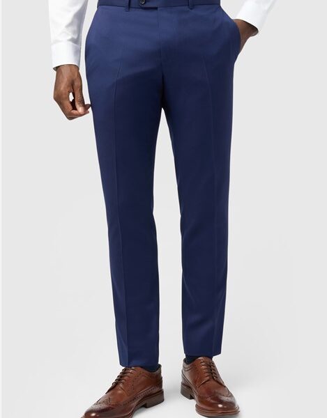 Alexandre Tailored Fit Italian Super 110'S Blue Twill Men's Trousers