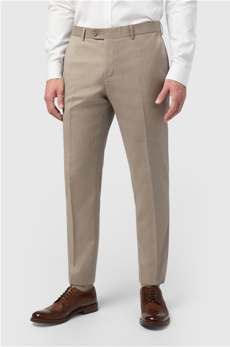 Alexandre Tailored Fit Italian Super 110's Stone Twill Men's Trousers, Beige